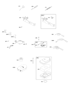 Air Cleaner, Controls, Governor Spring, Ignition Diagram and Parts List for 98982-2049-XX  Briggs and Stratton Engine